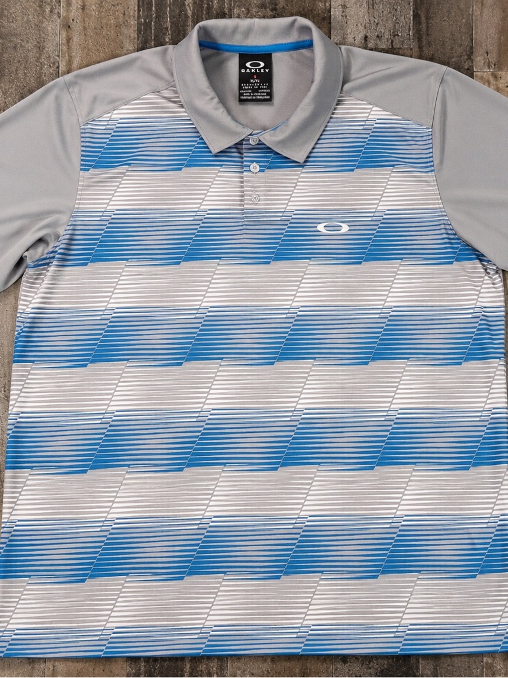 Oakley Men's Blue & Gray Geometric Stripe Polo